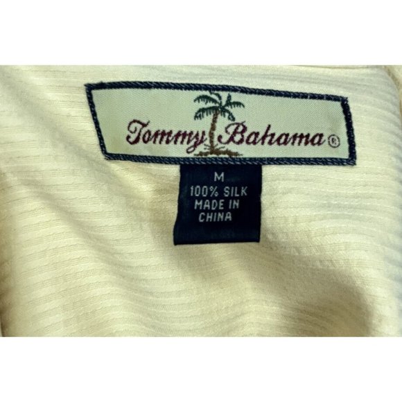 Tommy Bahama Solid Yellow 100% Silk Short Sleeve Button-Front Hawaiian Shirt Med - Picture 5 of 8